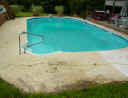 Before -pool deck, thick coating had to be grinded off